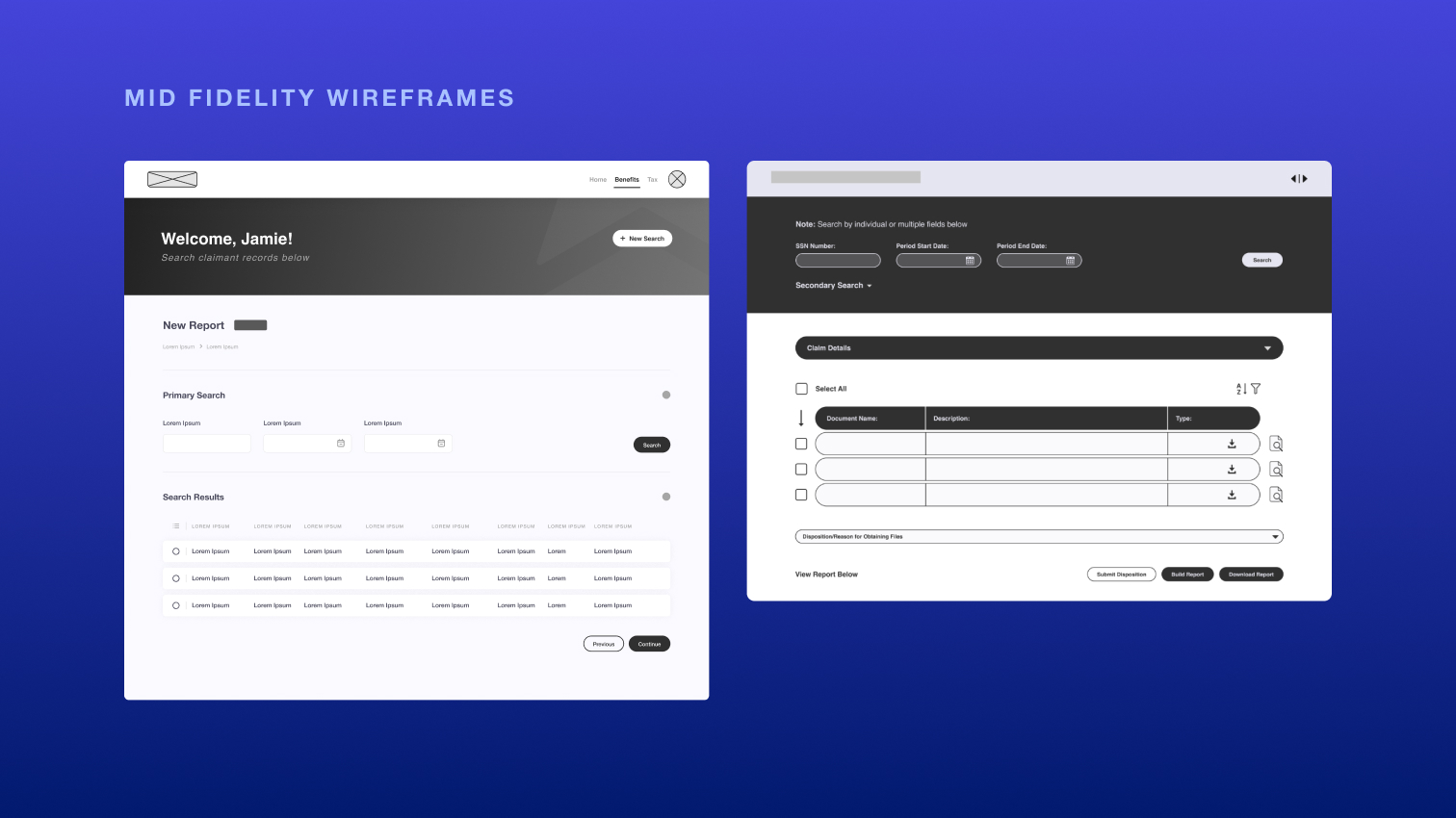 Mid-Fidelity Wireframes